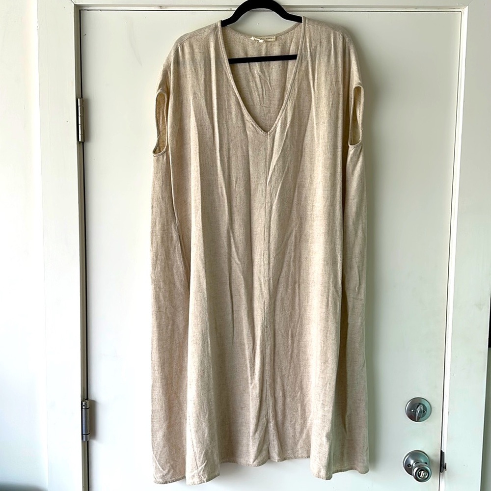 Grade & Gather Cotton Linen Sleeveless Dress with Pockets Size Small